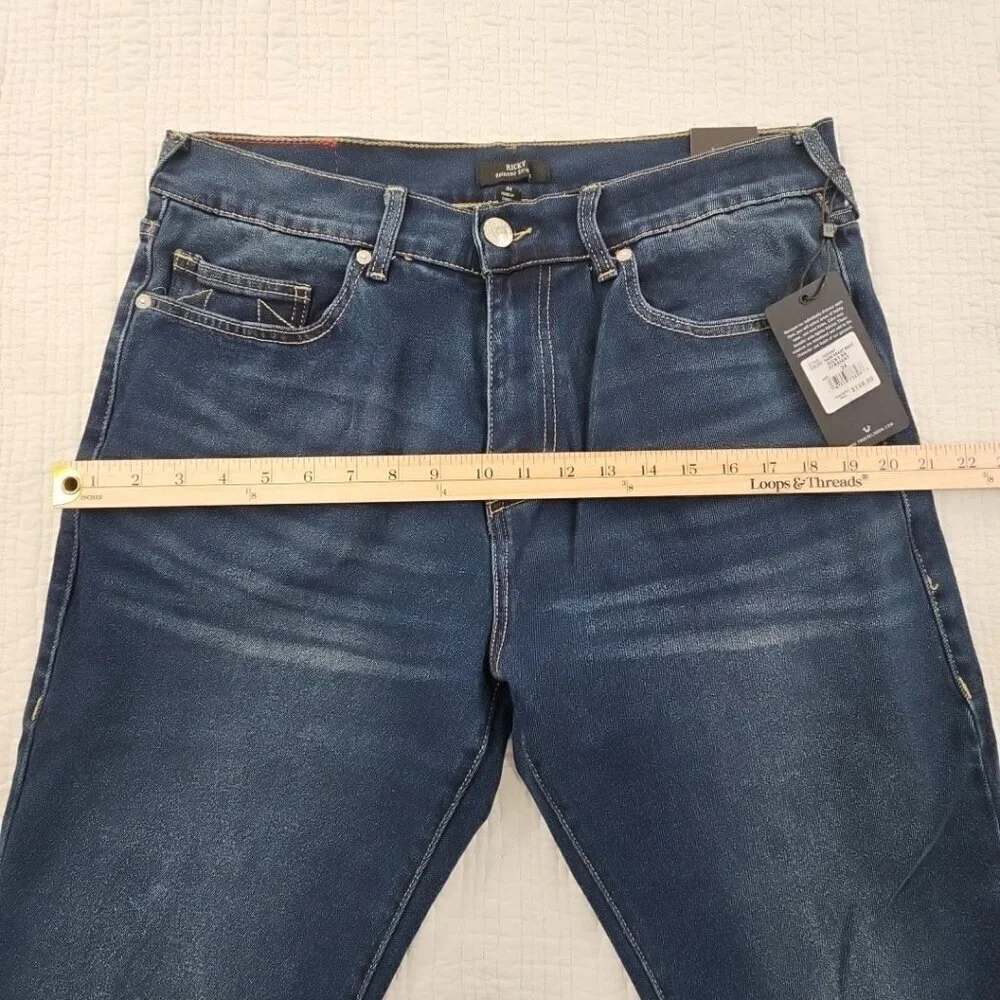 True Religion Ricky Jeans Men's 34 x 34 Relaxed Straight Blue Denim NWT Flap Pkt